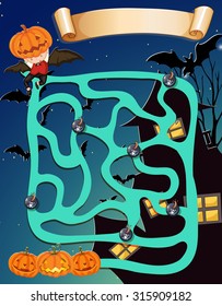 Game template with halloween theme illustration