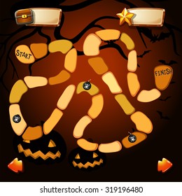 Game template with halloween theme illustration