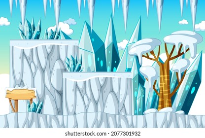 A Game Template Ice Cave Scene illustration