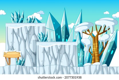 A Game Template Ice Cave Scene illustration
