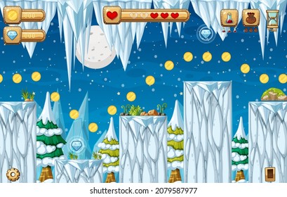 Game Template Ice Cave Scene illustration