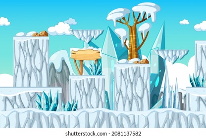 A Game Template Ice Cave Scene illustration