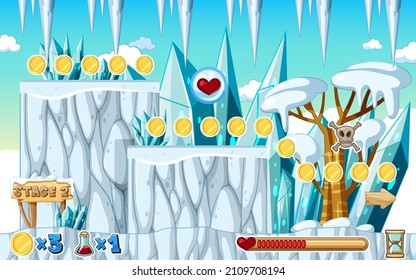 A Game Template Ice Cave Scene illustration