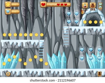 A Game Template Ice Cave Scene illustration