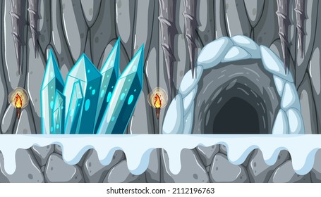 A Game Template Ice Cave Scene illustration