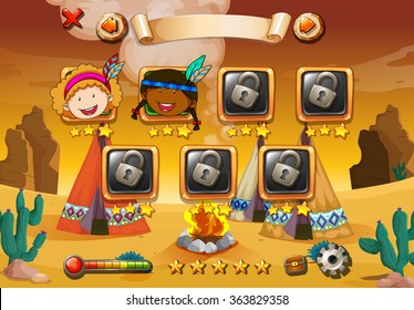 Game template with indians in background illustration