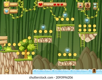A Game Template Jungle Scene illustration