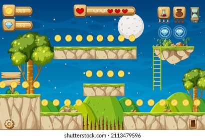 A Game Template Jungle Scene illustration