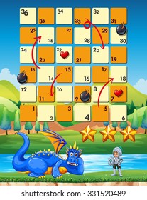Game  template with knight and dragon illustration