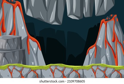 Game Template Lava Cave Scene illustration