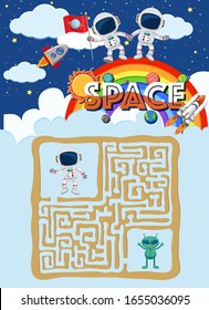 Game template with many astronauts in background illustration