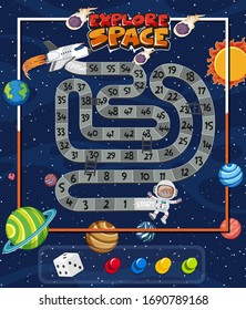 Game template with many planets in the space background illustration