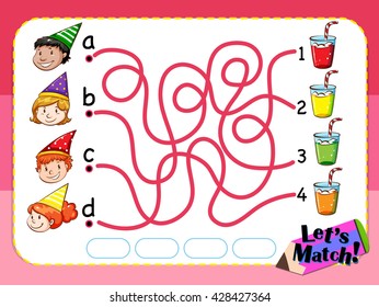 Game template for matching things and people illustration