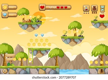 Game Template Nature Forest Scene illustration