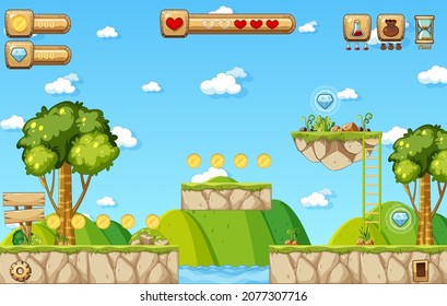 Game Template Nature Forest Scene illustration