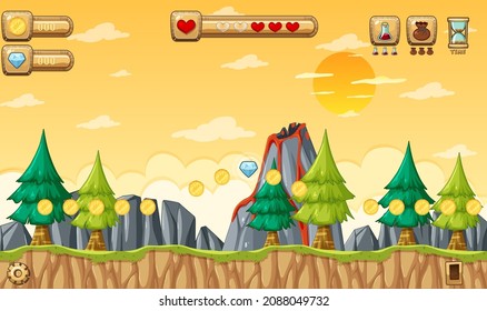 Game Template Nature Forest Scene illustration