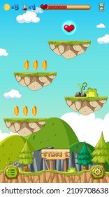 Ilustración del bosque natural de plantillas de juego