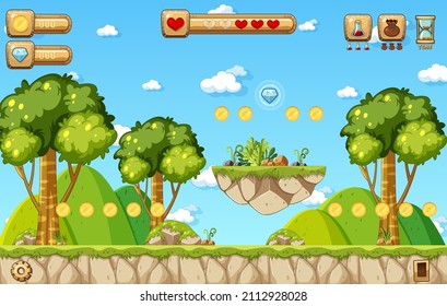 Game Template Nature Forest Scene illustration
