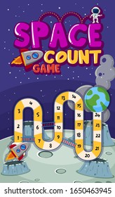 Game template with numbers in space in background illustration