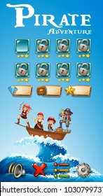 Game template with pirate adventure theme illustration