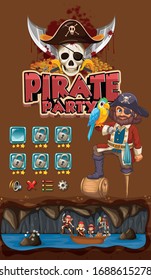Game template with pirate theme background illustration