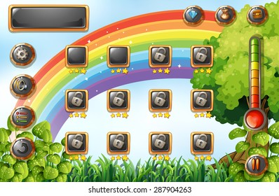 Game template with rainbow and field background