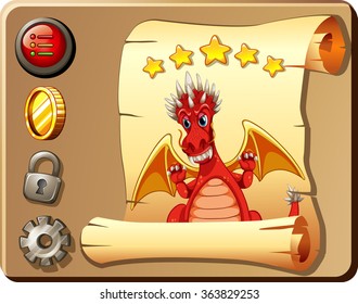 Game template with red dragon background illustration