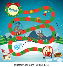 Game template with Santa and reindeers illustration