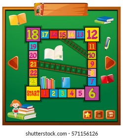 Game template with school items illustration