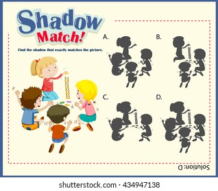 Game template for shadow matching children illustration