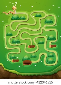 Game template with snake and hole illustration