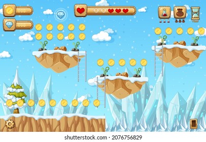 Game Template Snow Falling Scene illustration