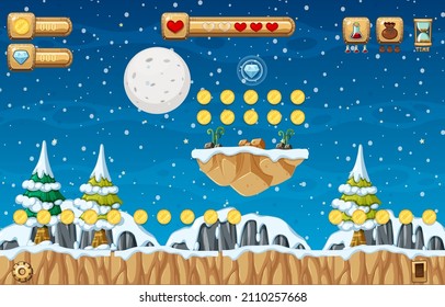 Game Template Snow Falling Scene illustration