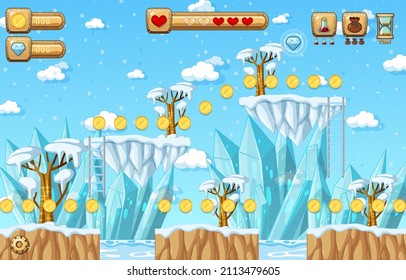 Game Template Snow Falling Scene illustration