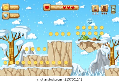Game Template Snow Falling Scene illustration