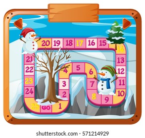Game template with snowman in background illustration