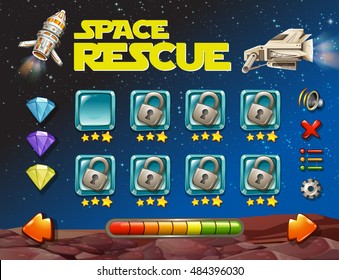 Plantilla de juego con ilustración de fondo de espacio