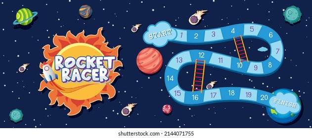 Game template with space theme background illustration