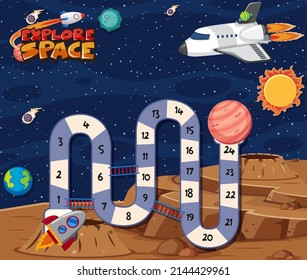 Game template with space theme background illustration