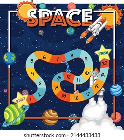 Game template with space theme background illustration
