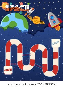 Game template with space theme background illustration