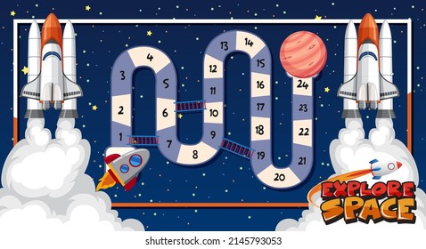 Game template with space theme background illustration