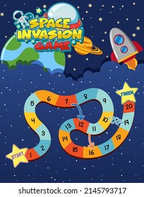 Game template with space theme background illustration