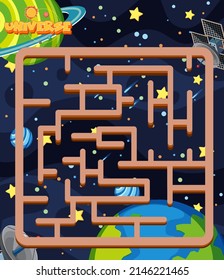 Game template with space theme background illustration