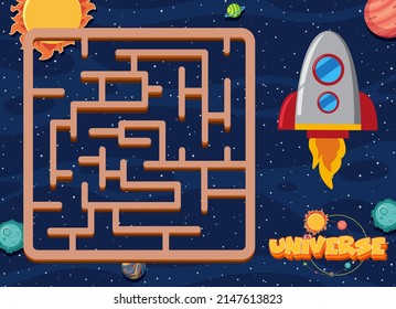 Game template with space theme background illustration