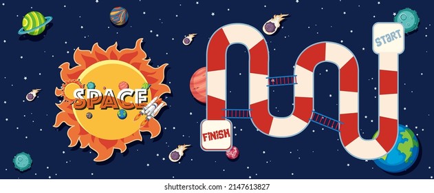 Game template with space theme background illustration