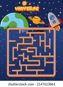Game template with space theme background illustration