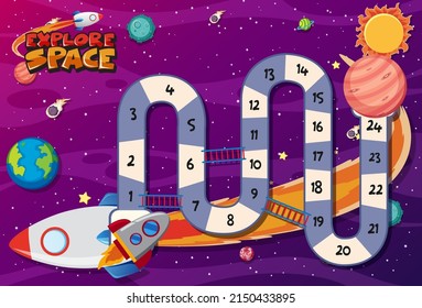 Game template with space theme background illustration