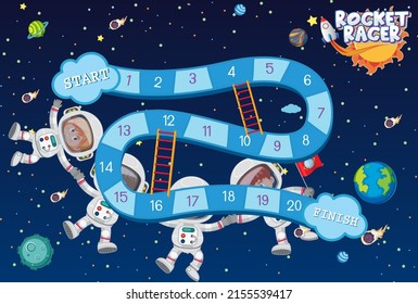 Game template with space theme background illustration