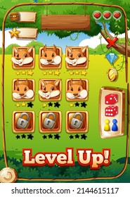 Game template with squirrels and green grass illustration